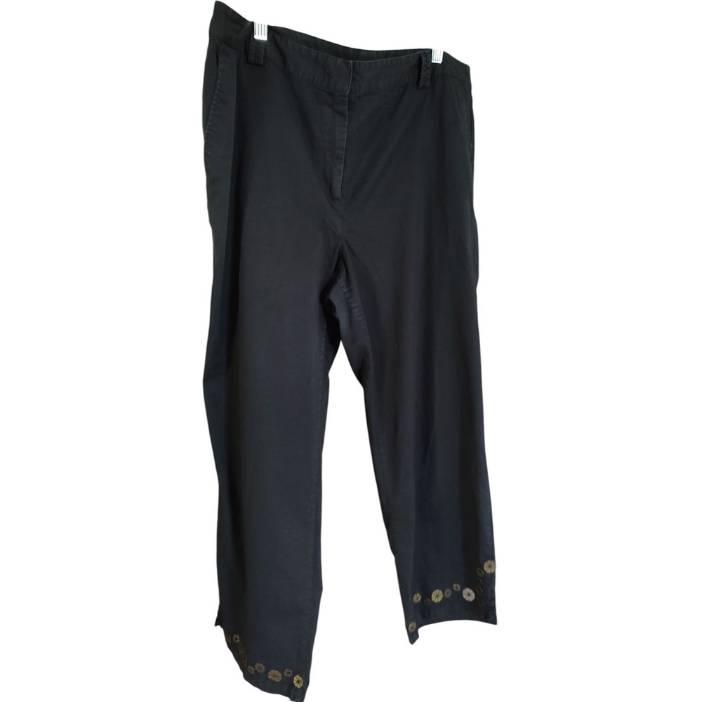 Ruby Rd Capri Pants Womens Size Fourteen Slimming Black Casual Sequin and Bead